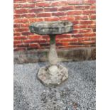 1950s bird bath mounted in hexagon plinth {84 cm H x 52 cm Dia.}.