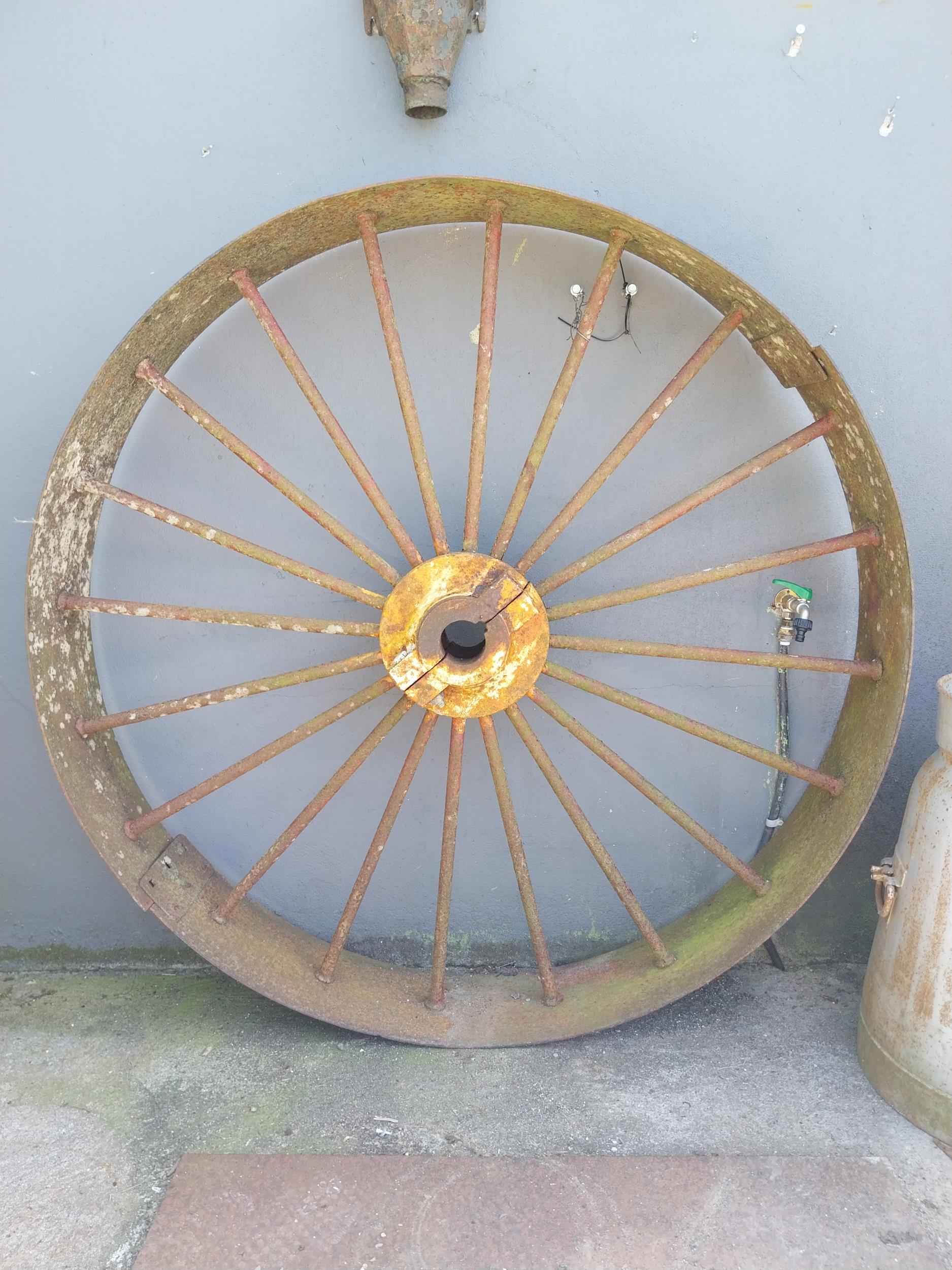 Pair of early 20th C. wrought iron machine wheels {23 cm D x 167 cm Dia.}.