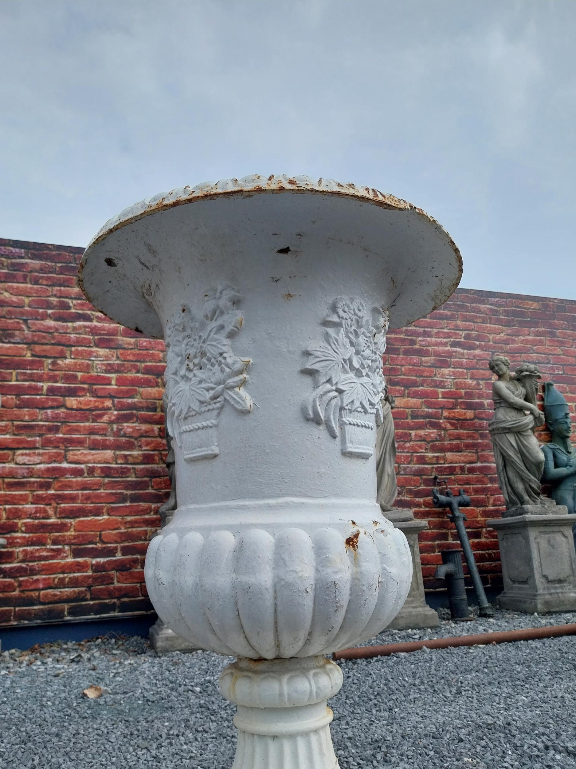Pair of large good quality decorative cast iron garden urns {113 cm H x 76 cm Dia.}. - Image 5 of 5