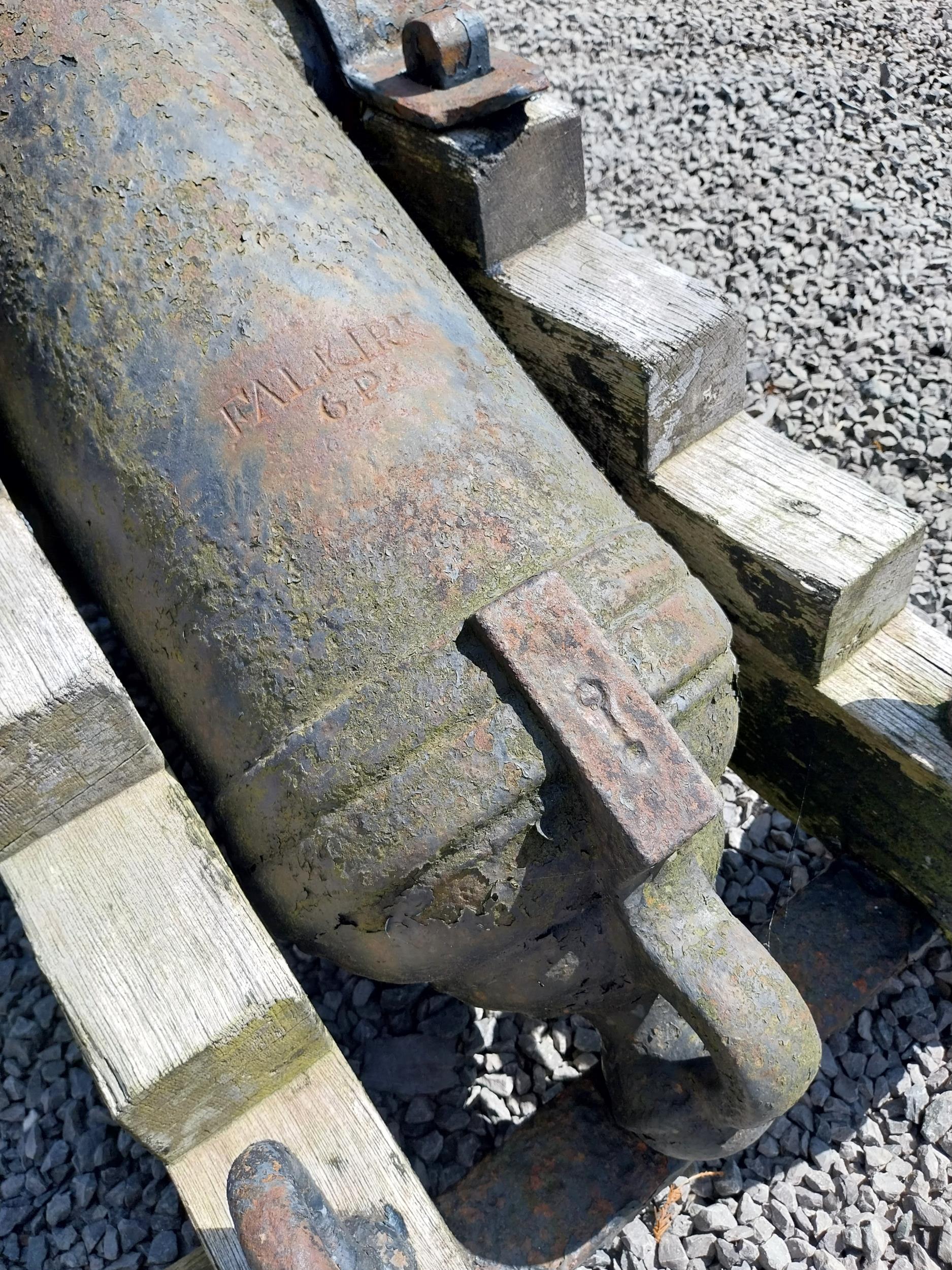 Rare 19th C. deck cannon by Falkirk on original stand {80 cm H x 64 cm W x 124 cm D}. - Bild 4 aus 6