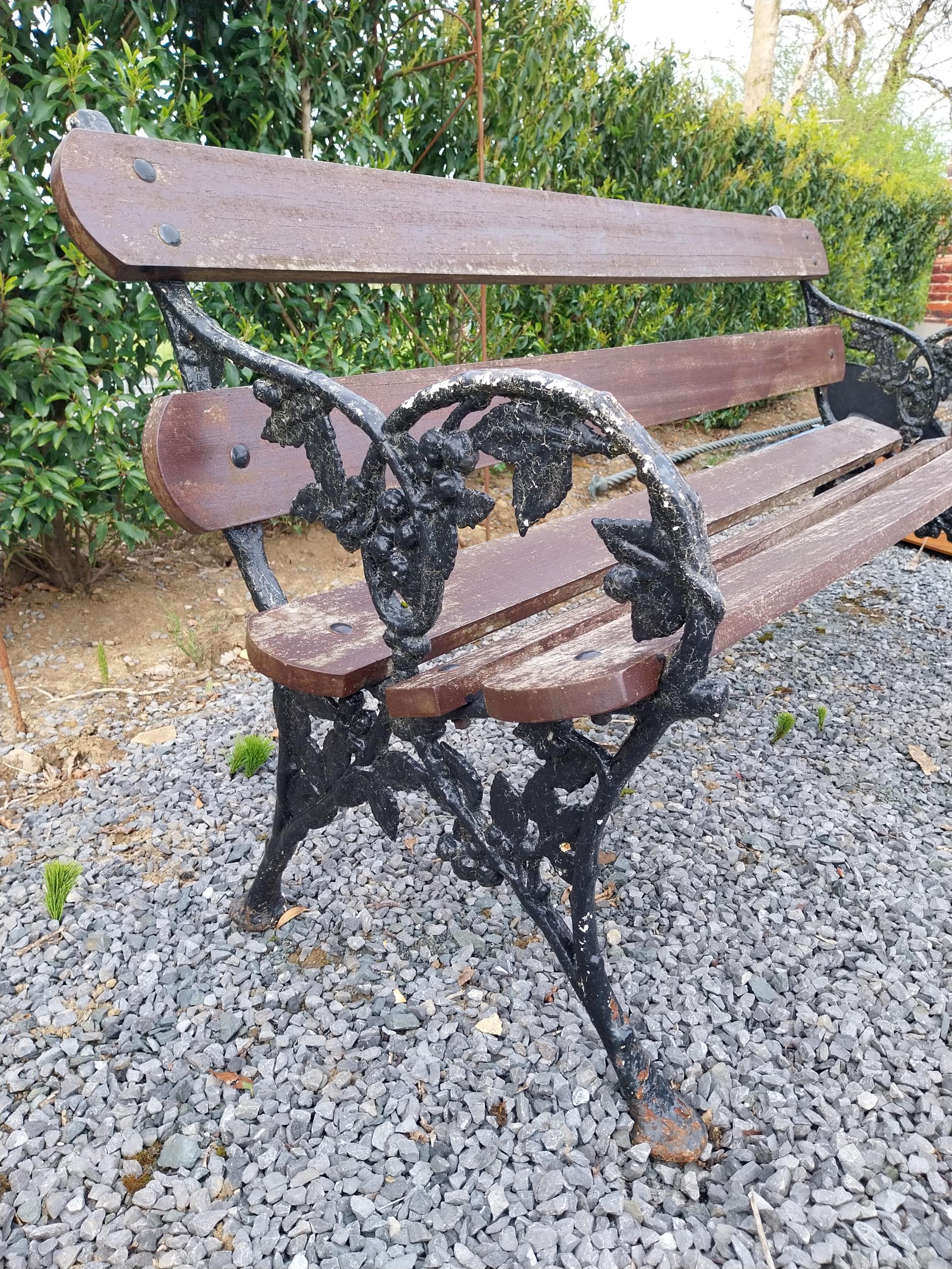 19th C. cast iron garden bench with wooden slats {80 cm H x 167 cm W x 62 cm D}. - Image 2 of 2