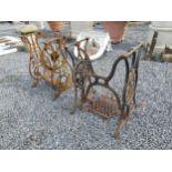 Two early 20th C. cast iron sewing machine bases {71 cm H x 56 cm W x 50 cm D}.