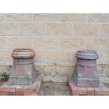 Pair of salt glazed chimney pots {H 50cm x W 33cm x D 33cm }. (NOT AVAILABLE TO VIEW IN PERSON)