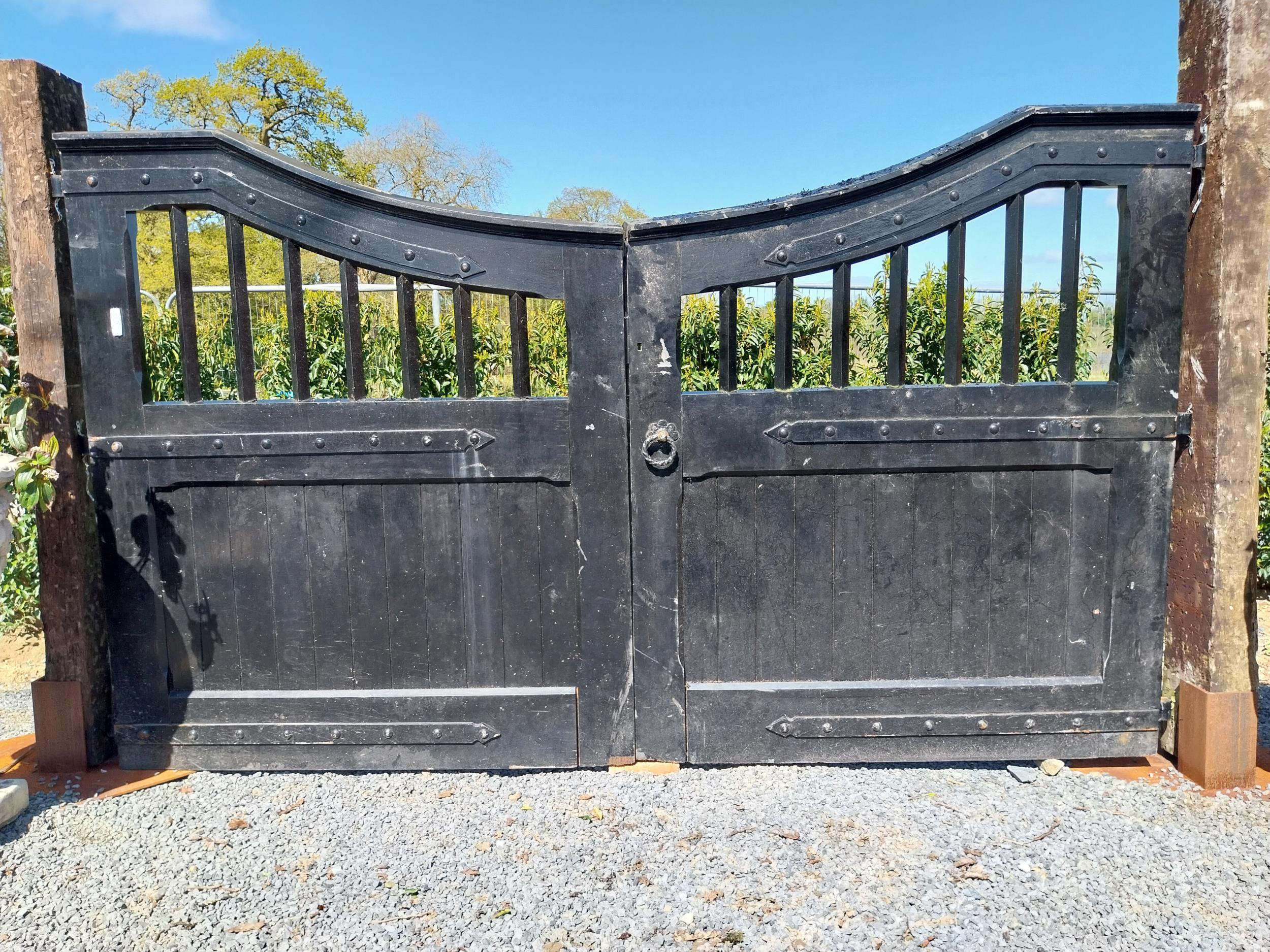 Set of Edwardian painted teak entrance gates - posts not included, gates only {195 cm H x 342 cm W x - Image 7 of 7