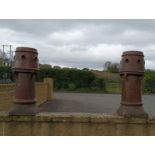 Pair of terracotta chimney pots {H 86cm x W 30cm x D 30cm }. (NOT AVAILABLE TO VIEW IN PERSON)