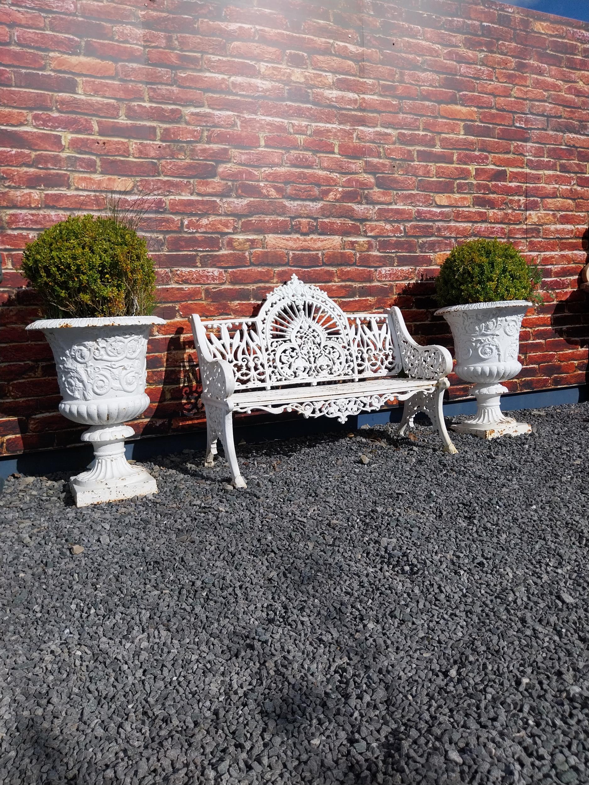 Decorative cast iron urns in the Georgian style {76 cm H x 58 cm Dia.}. - Image 2 of 10