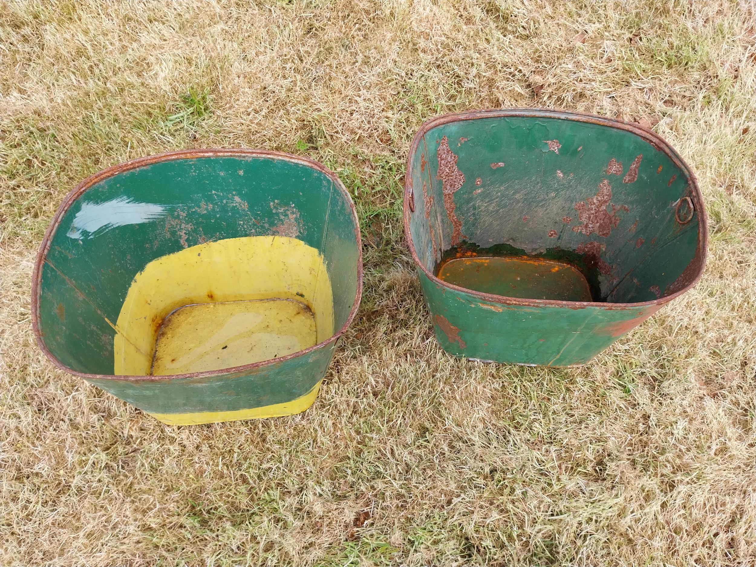 Pair of 20th C tin garden planters {31 cm H x 34 cm W x 39 cm D}. - Image 2 of 4