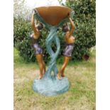 Exceptional quality bronze bird bath or water feature in the Art Nouveau style {118 cm H x 65 cm W x