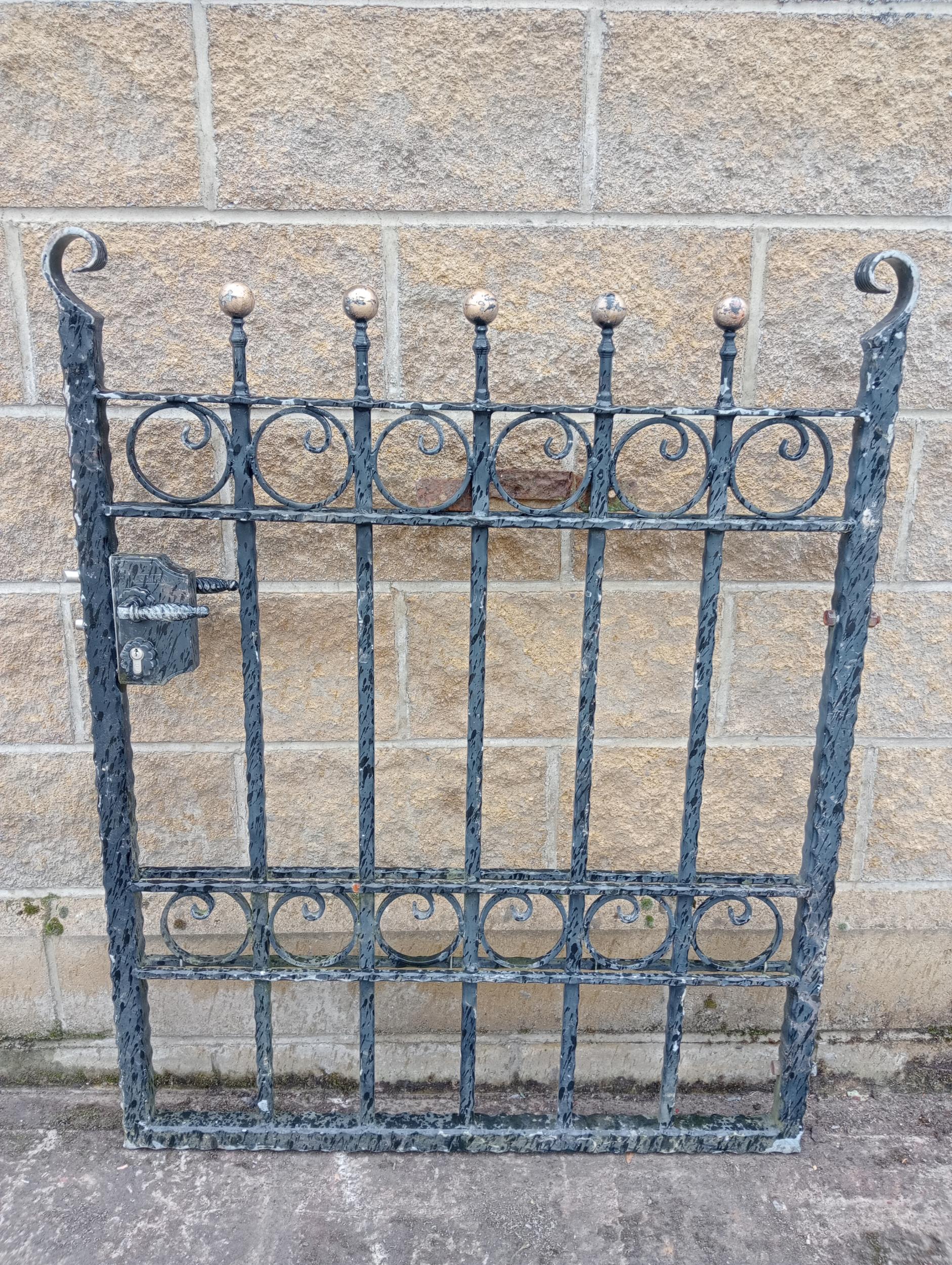 Cast iron pedestrian gate with lock {H 122cm x W 97cm x D 4cm }. (NOT AVAILABLE TO VIEW IN PERSON)