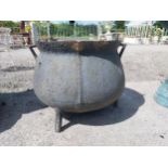 19th C. cast iron famine pot {54 cm H x 71 cm Dia.}.