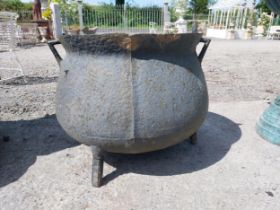 19th C. cast iron famine pot {54 cm H x 71 cm Dia.}.