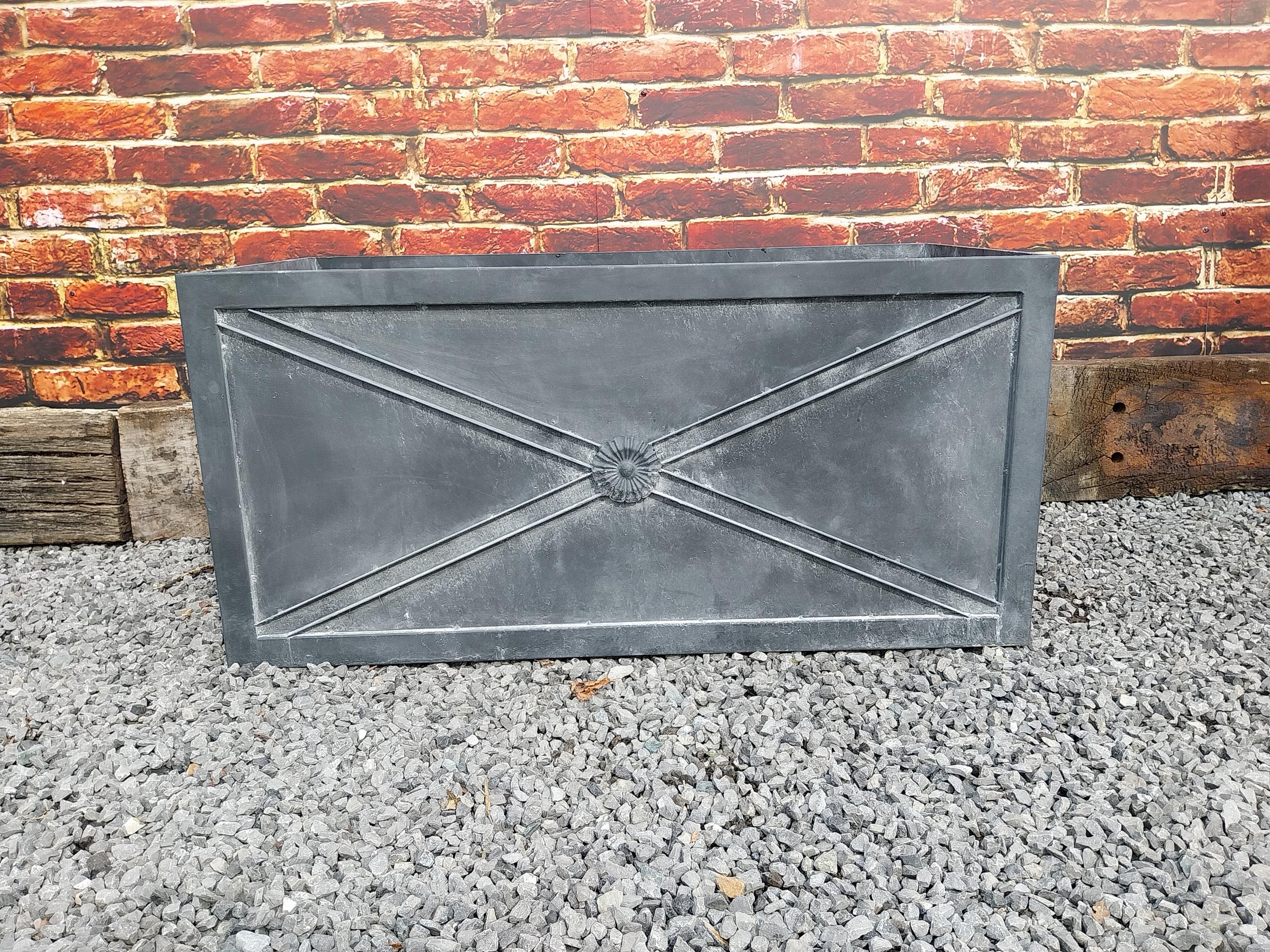 Good quality metal rectangular planter with lead effect in the Georgian style {49 cm H x 101 cm W