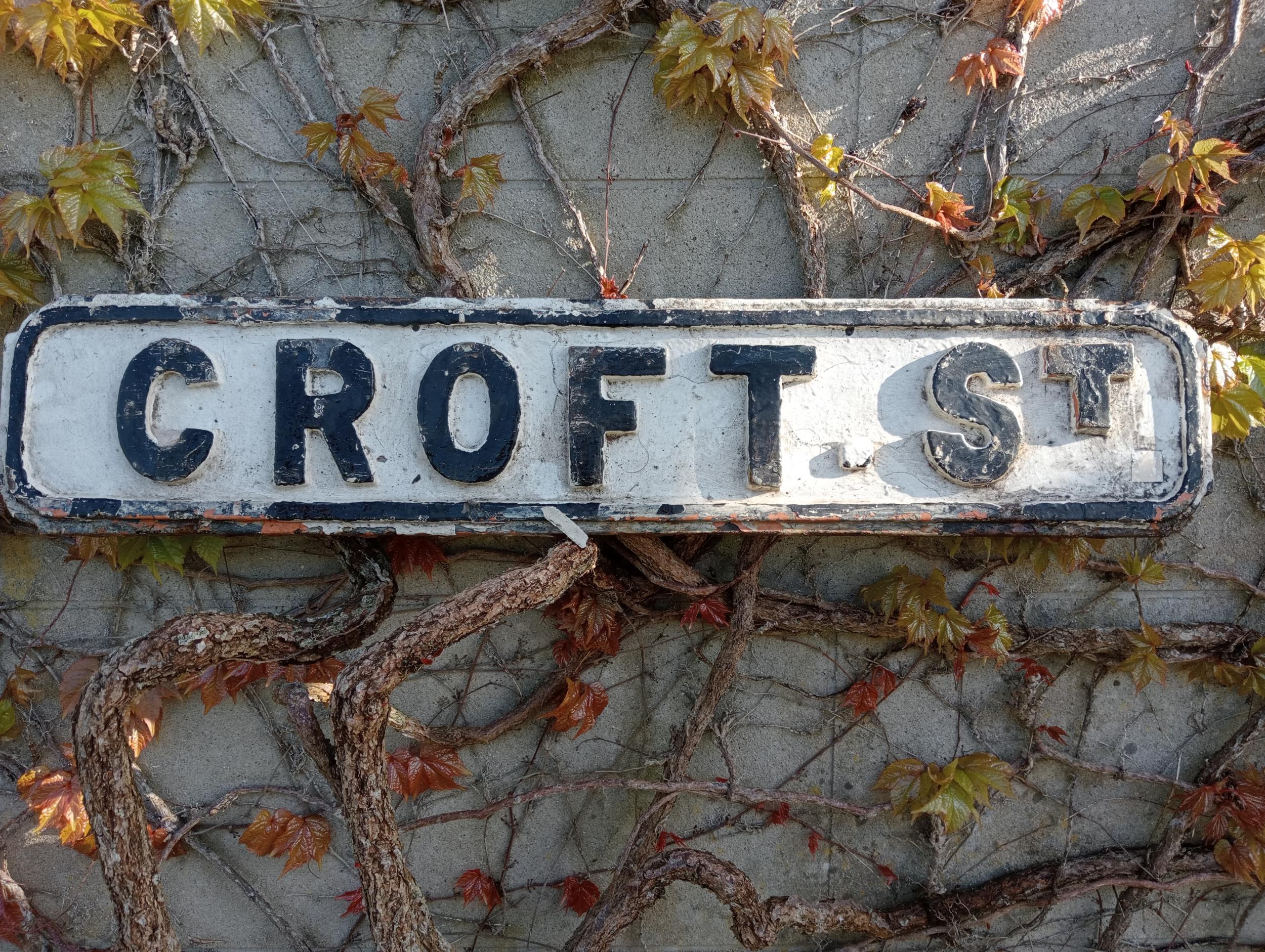 Cast iron Street sign Croft St {H 17cm x W 82cm }. (NOT AVAILABLE TO VIEW IN PERSON)