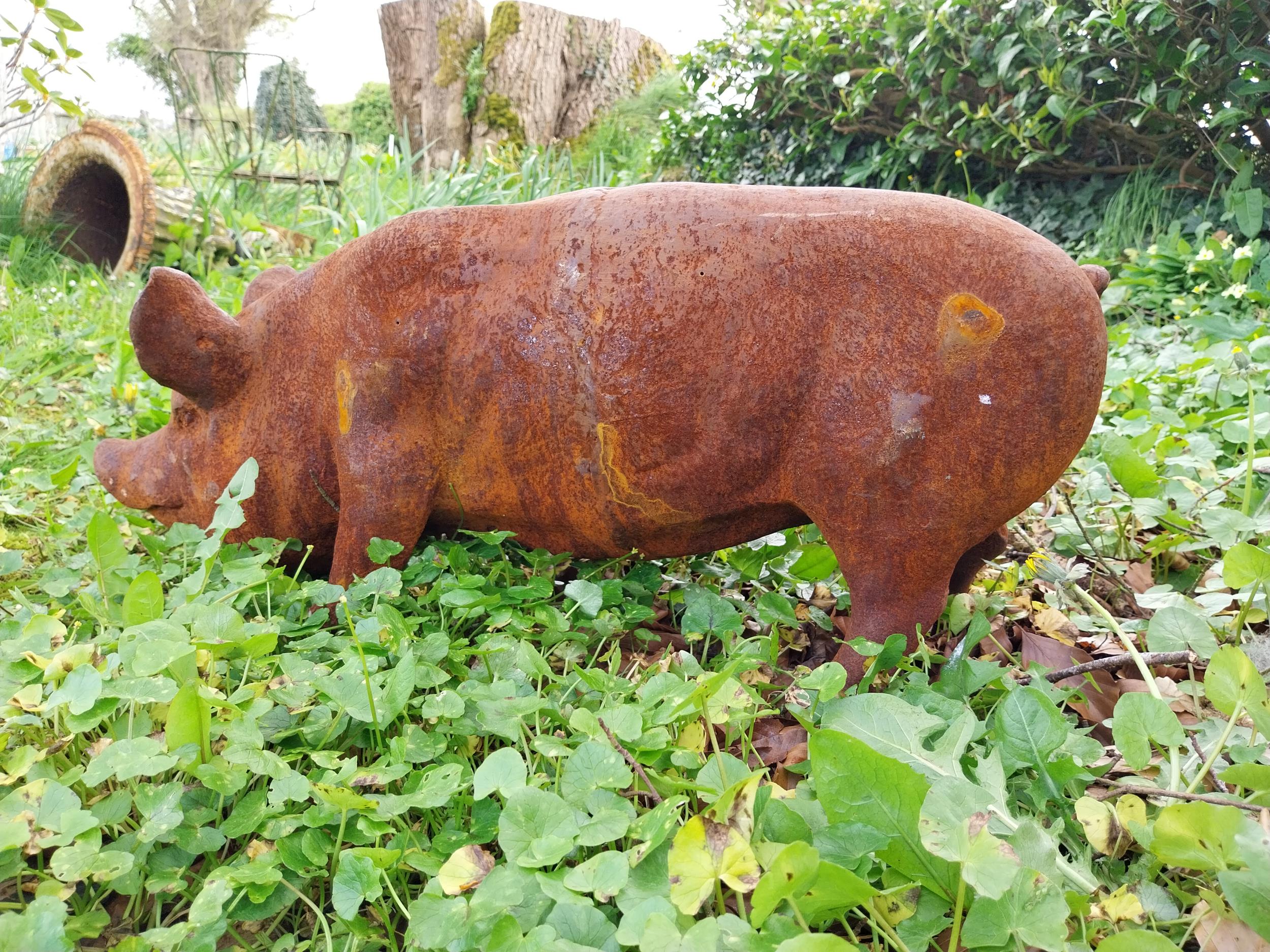 Good quality cast iron statue of a Pig {29 cm H x 70 cm W x 20 cm D}. - Image 3 of 5