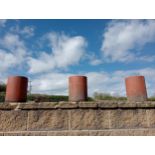 Set of three terracotta chimney pots {H 31cm x Dia 20cm }. (NOT AVAILABLE TO VIEW IN PERSON)