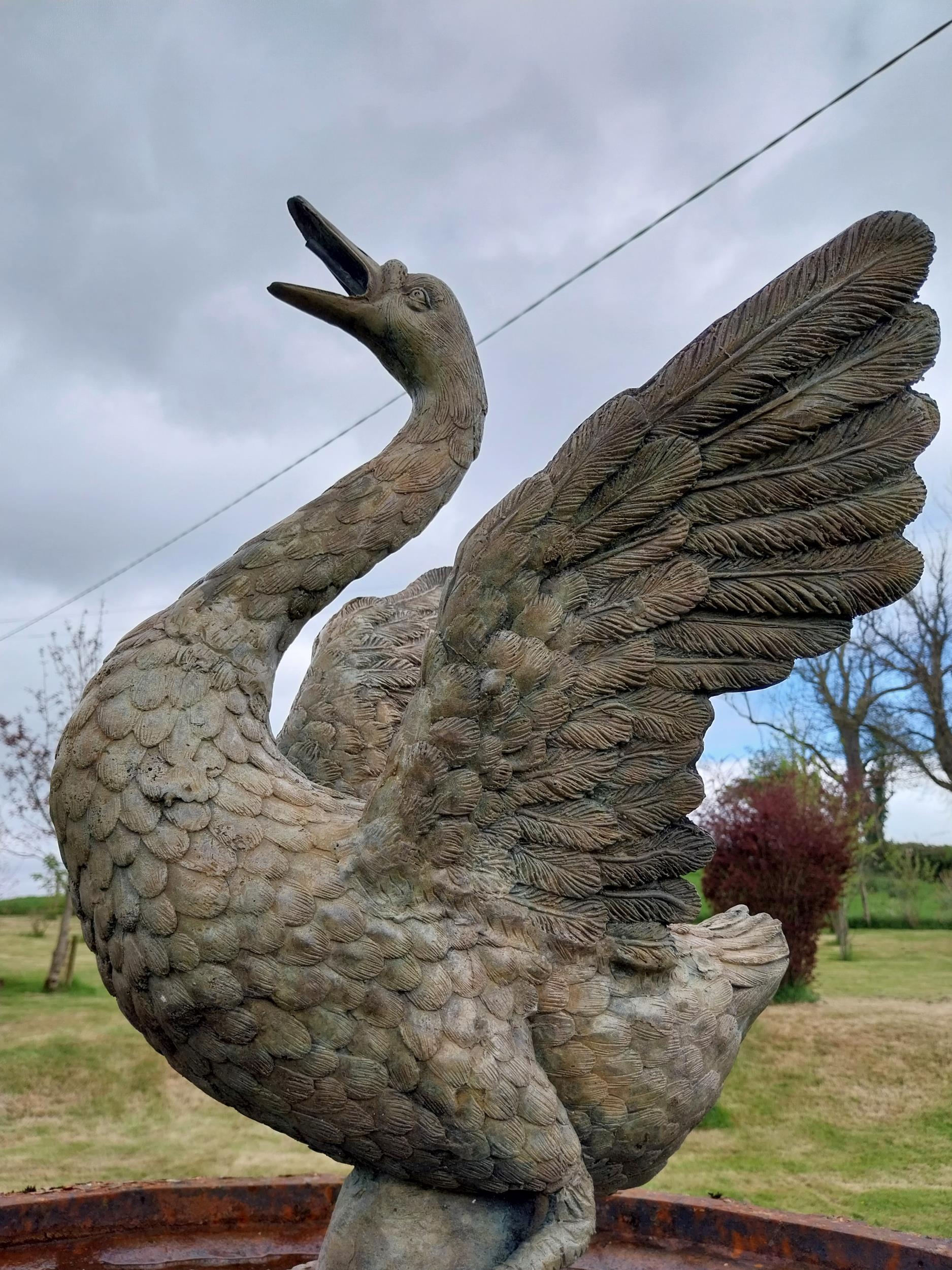 Exceptional quality bronze statue of a Swan water feature {66 cm H x 48 cm W x 38 cm D}. - Image 4 of 6
