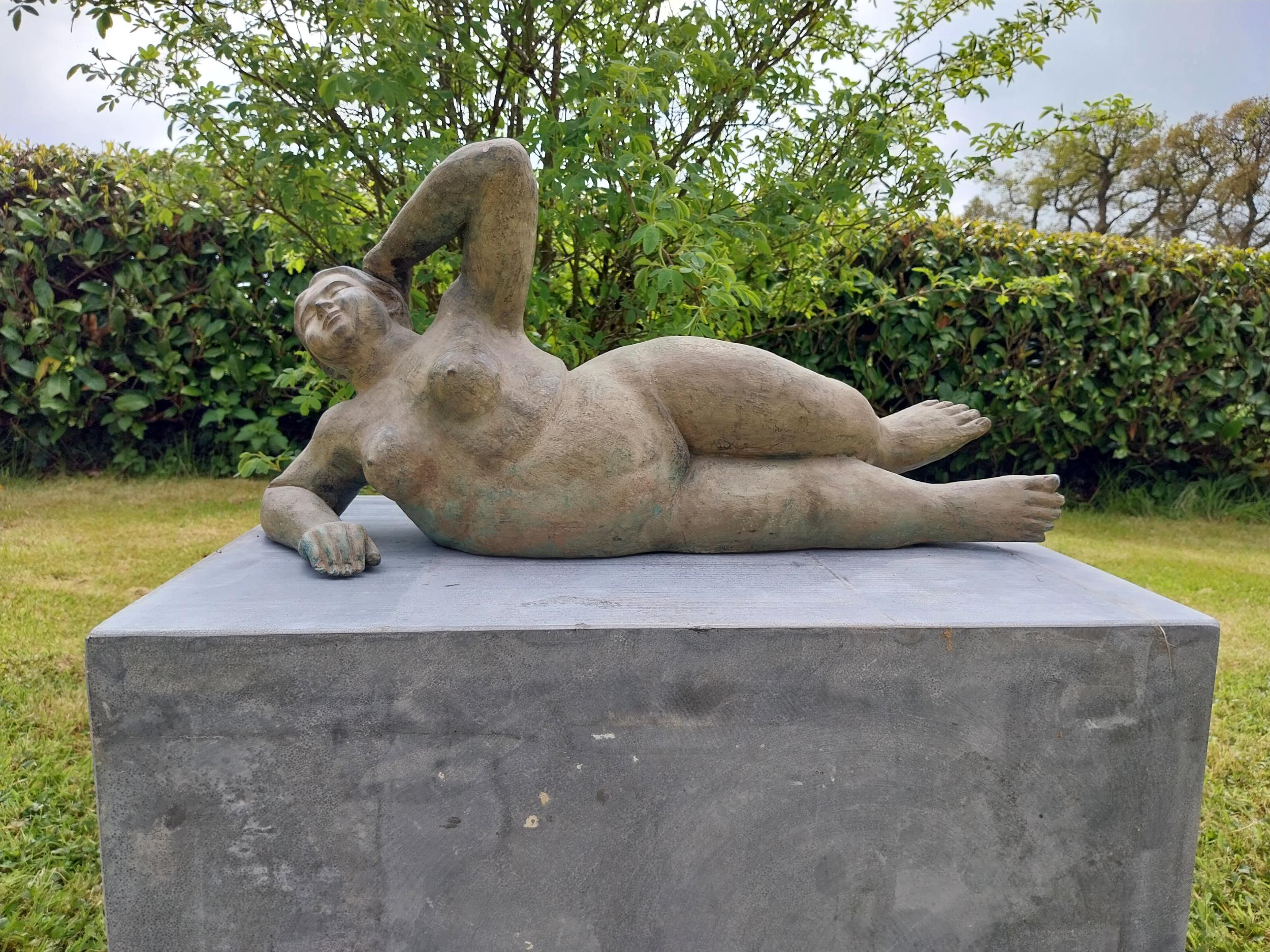 Exceptional quality contemporary bronze sculpture 'The Curvy Muse' {34 cm H x 70 cm W x 77 cm D}.