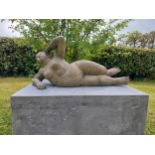 Exceptional quality contemporary bronze sculpture 'The Curvy Muse' {34 cm H x 70 cm W x 77 cm D}.