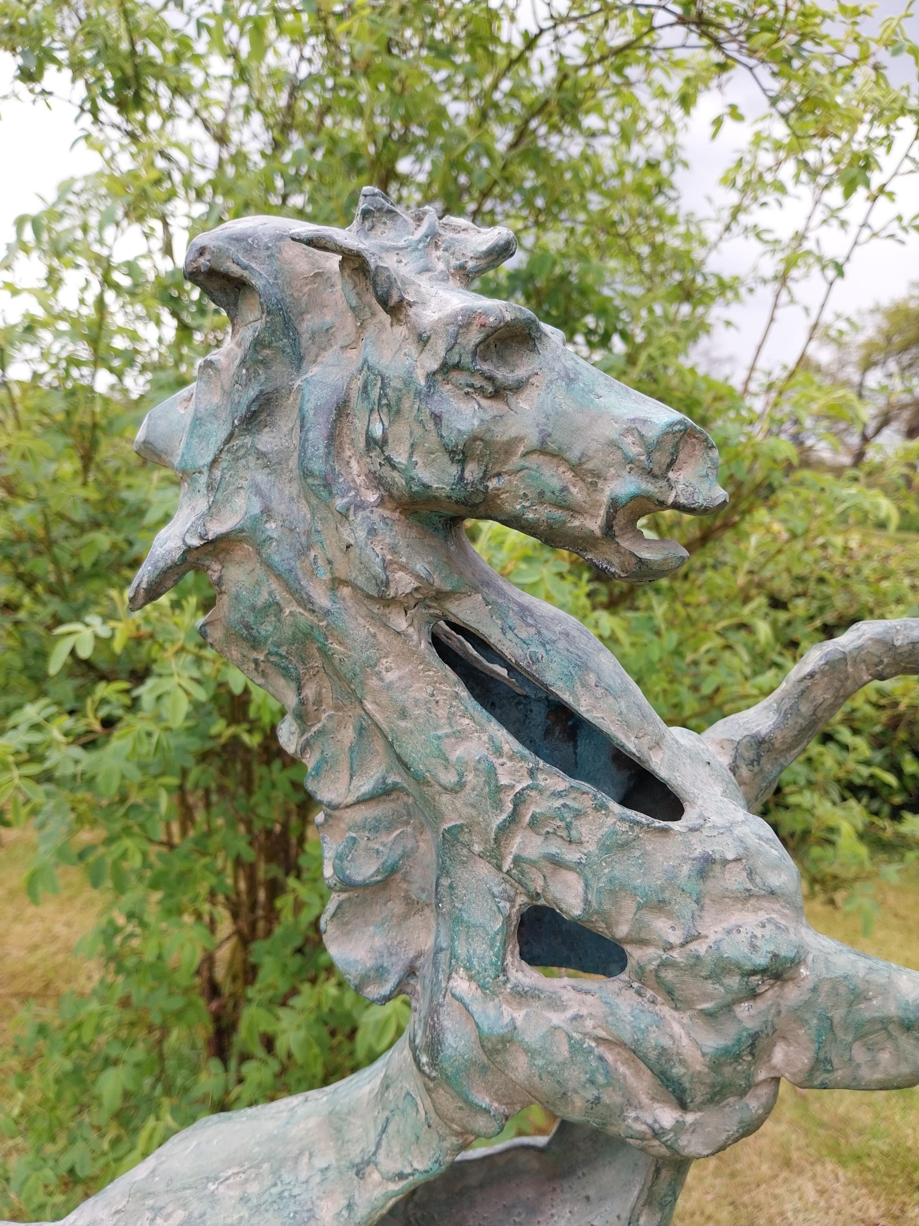 Exceptional quality contemporary bronze sculpture 'The Rearing Horse' raised on slate plinth { - Image 5 of 12