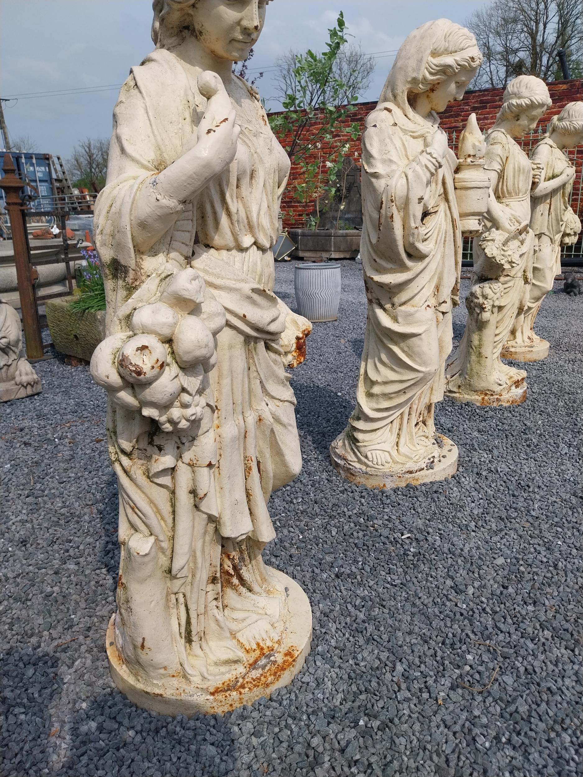 Set of four good quality cast iron Four Seasons statues {Approx. 152 cm H x 70 cm W x 50 cm D}. - Image 10 of 10