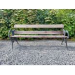 19th C. cast iron and wooden garden bench {80 cm H x 181 cm W x 56 cm D}.