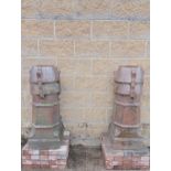 Pair of tall salt glazed chimney pots {H 96cm x 36 x 36 }. (NOT AVAILABLE TO VIEW IN PERSON)