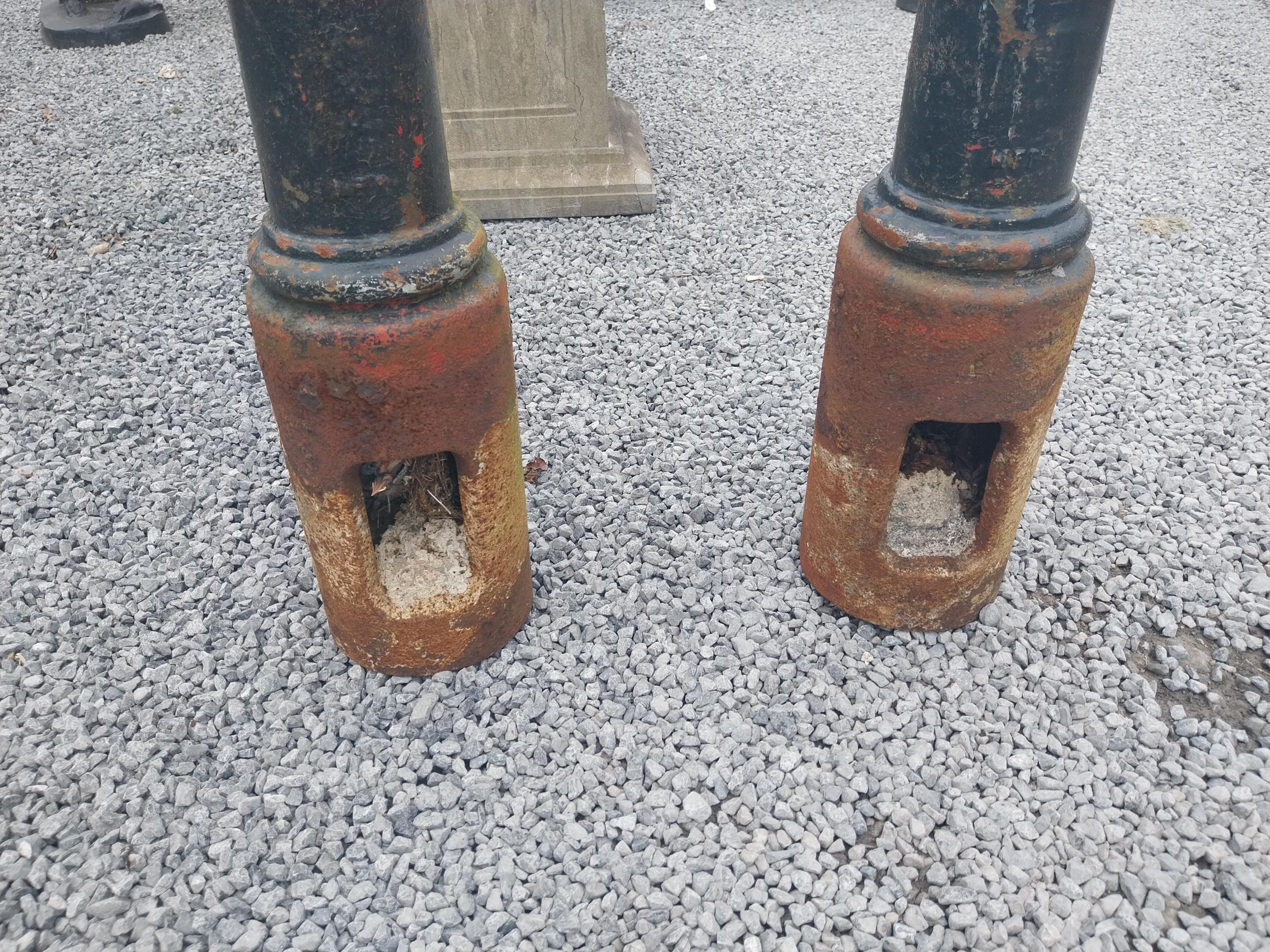 Pair of good quality cast iron bollards in the Victorian style {130 cm H x 20 cm Dia.}. - Image 4 of 4