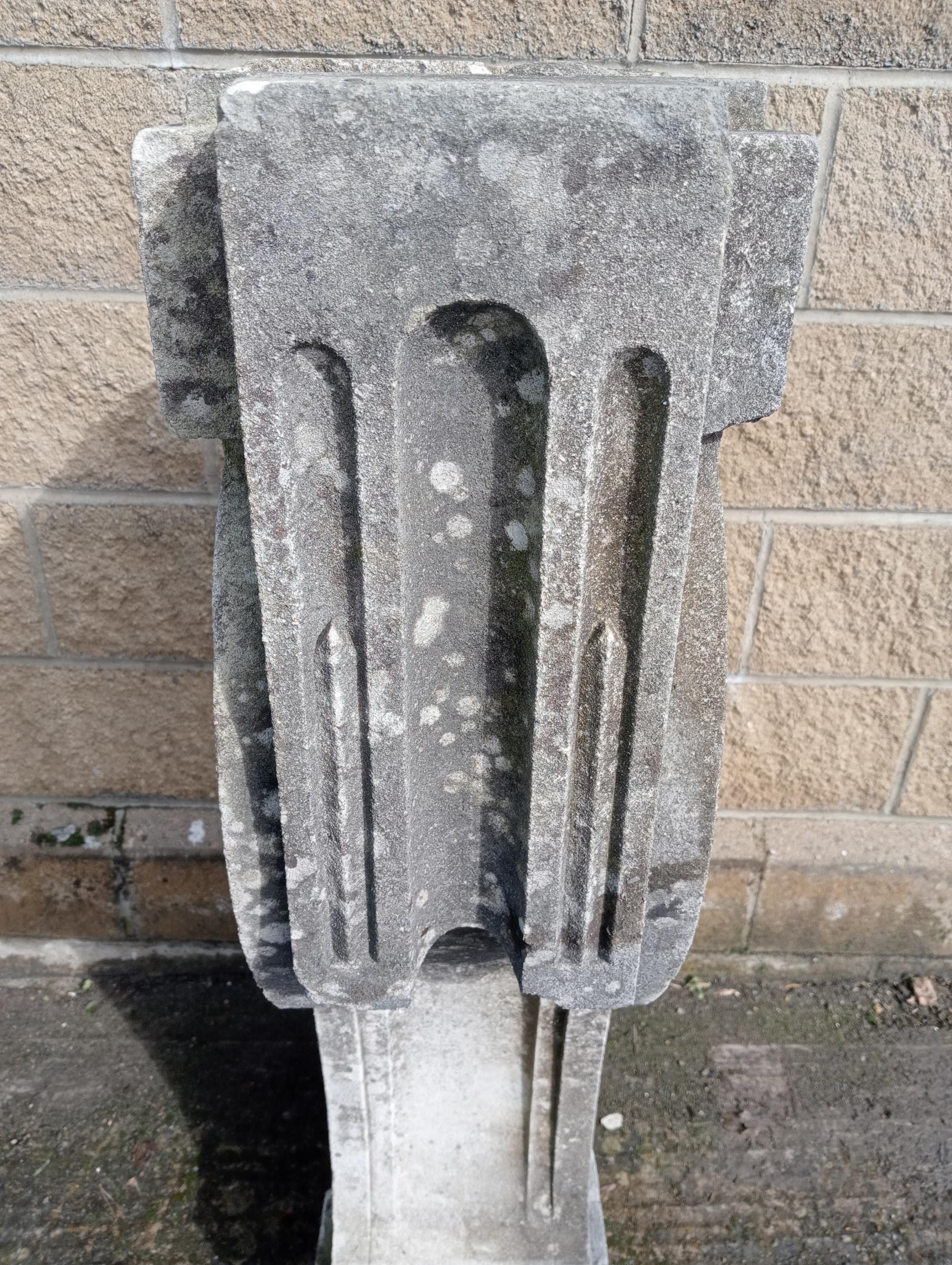 Pair of sandstone scroll design balcony corbels {H 118cm x W 30cm x D 65cm }. (NOT AVAILABLE TO VIEW - Image 2 of 5