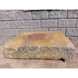 Reclaimed large sandstone drain with original cast drain cover {H 22cm x W 110cm x D 84cm }. (NOT