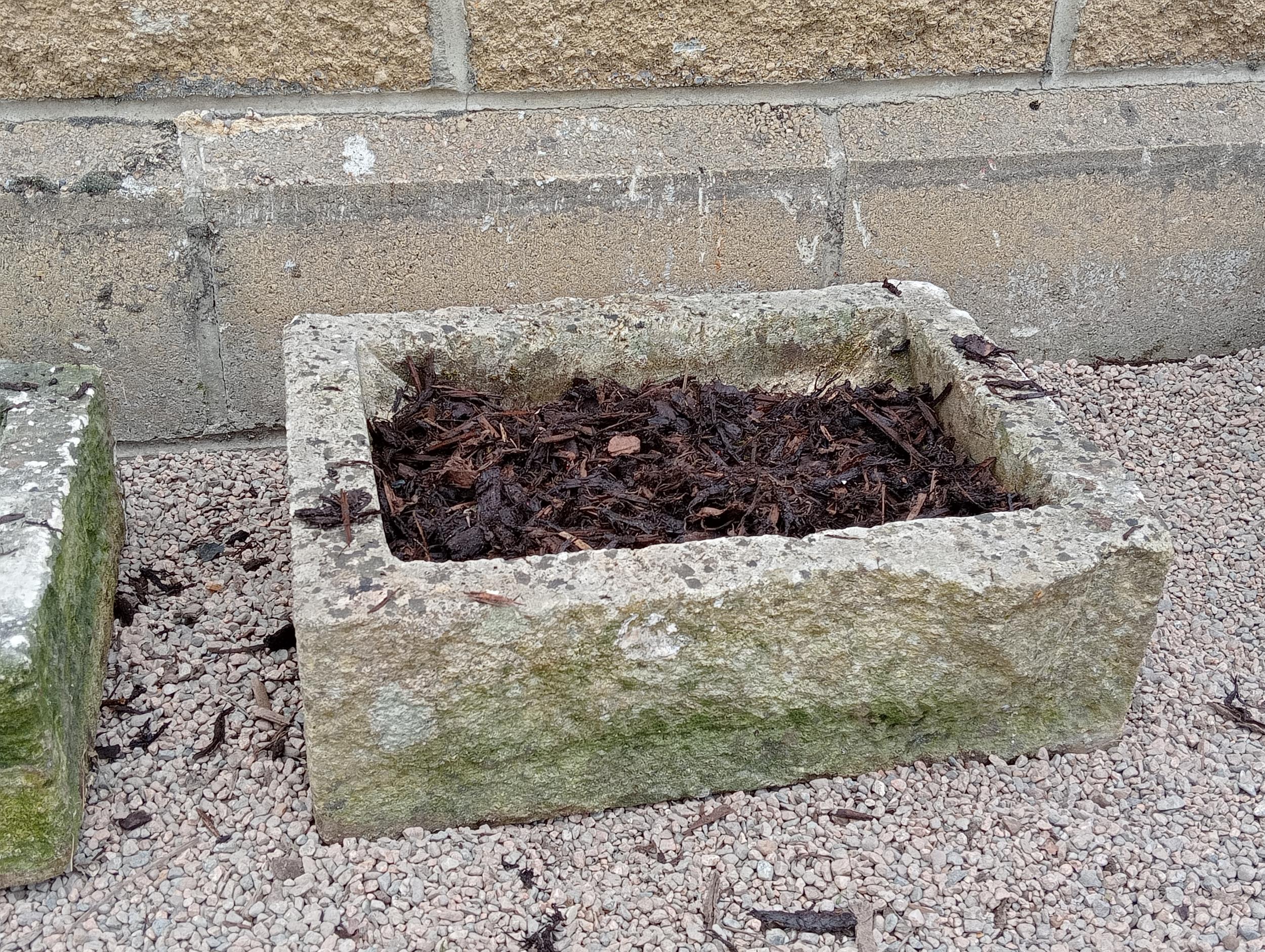 Pair of stone troughs {H 14cm x W 45cm x D 36cm }. (NOT AVAILABLE TO VIEW IN PERSON) - Image 3 of 4