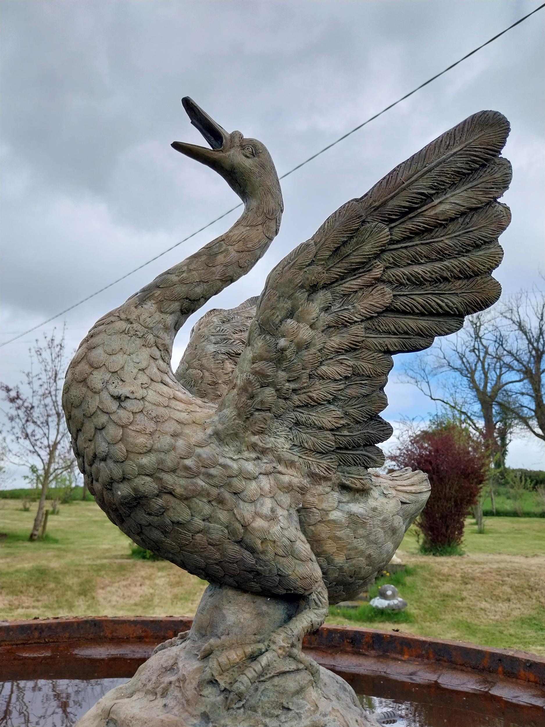 Exceptional quality bronze statue of a Swan water feature {66 cm H x 48 cm W x 38 cm D}. - Image 5 of 6