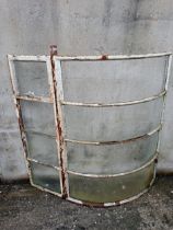 Cast iron curved eight pane window {H 122cm x W 122cm }. (NOT AVAILABLE TO VIEW IN PERSON)