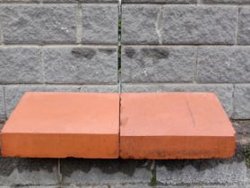 Collection of fifteen terracotta copings {H 22cm x W 45cm x D 44cm }. (NOT AVAILABLE TO VIEW IN