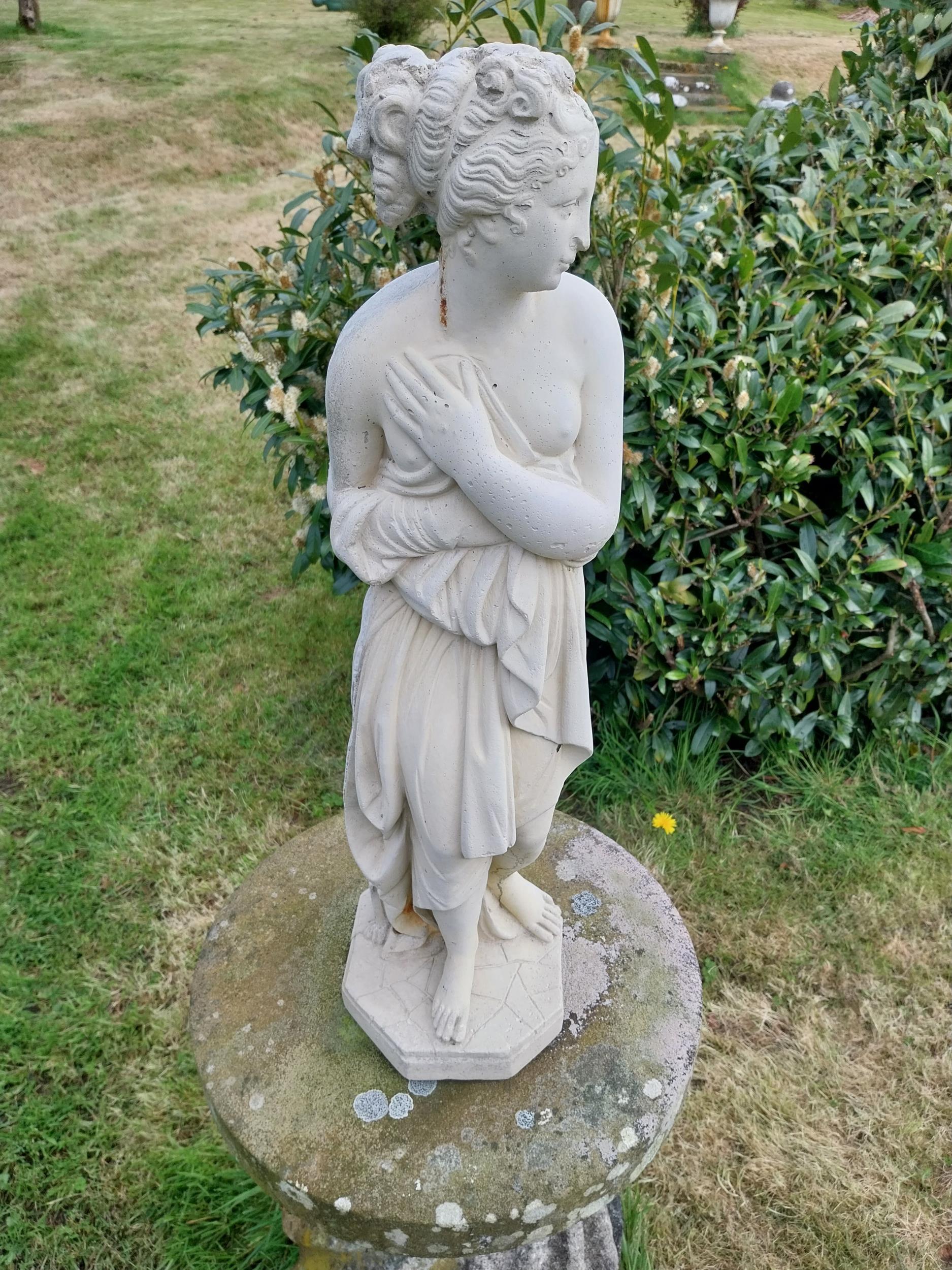 Good quality moulded stone statue of Venus {70 cm H x 20 cm W 22 cm D}. - Bild 4 aus 7