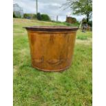 Large circular copper garden planter {53 cm H x 78 cm W x 67 cm D}.