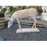 Moulded stone statue of a Deer {88 cm H x 122 cm W x 77 cm D}.