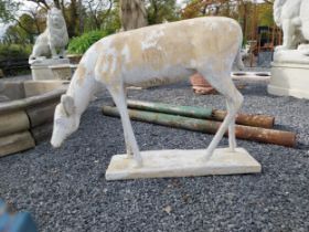 Moulded stone statue of a Deer {88 cm H x 122 cm W x 77 cm D}.