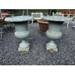 Pair of cast iron urns in the Victorian style {75cm H x 57cm Dia.}