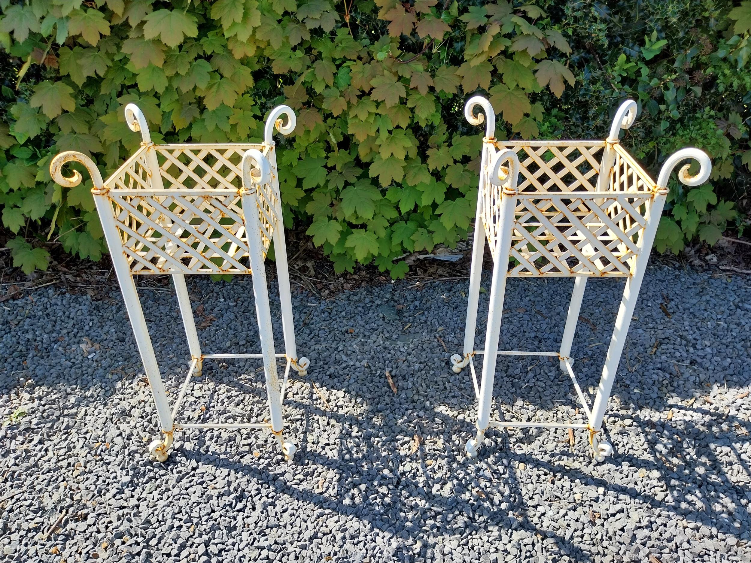 Pair of wrought iron square planters {75 cm H x 37 cm W x 37 cm D}. - Image 2 of 5