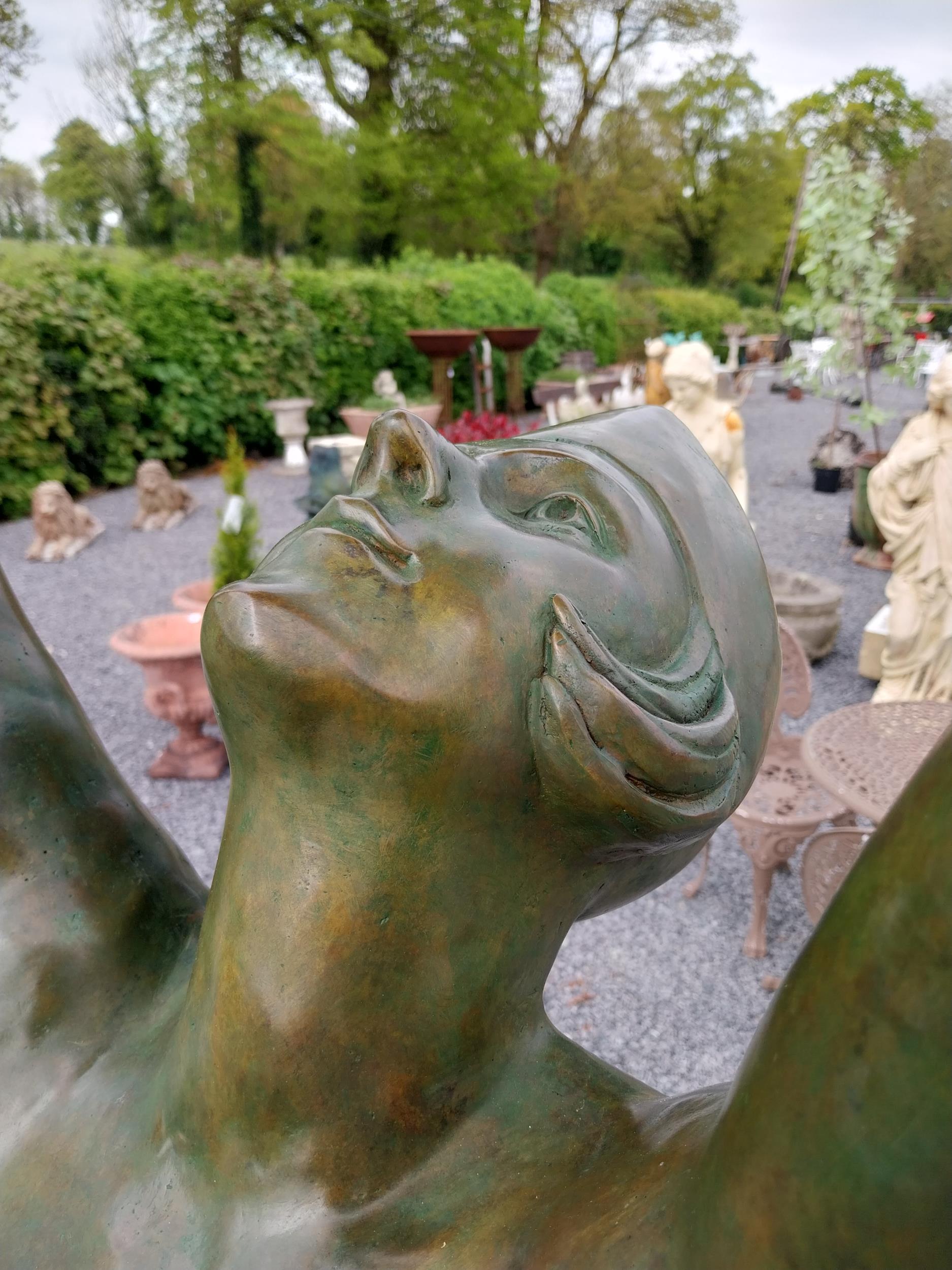 Exceptional quality bronze water feature or bird bath depicting an Art Deco lady raised on slate - Image 4 of 12
