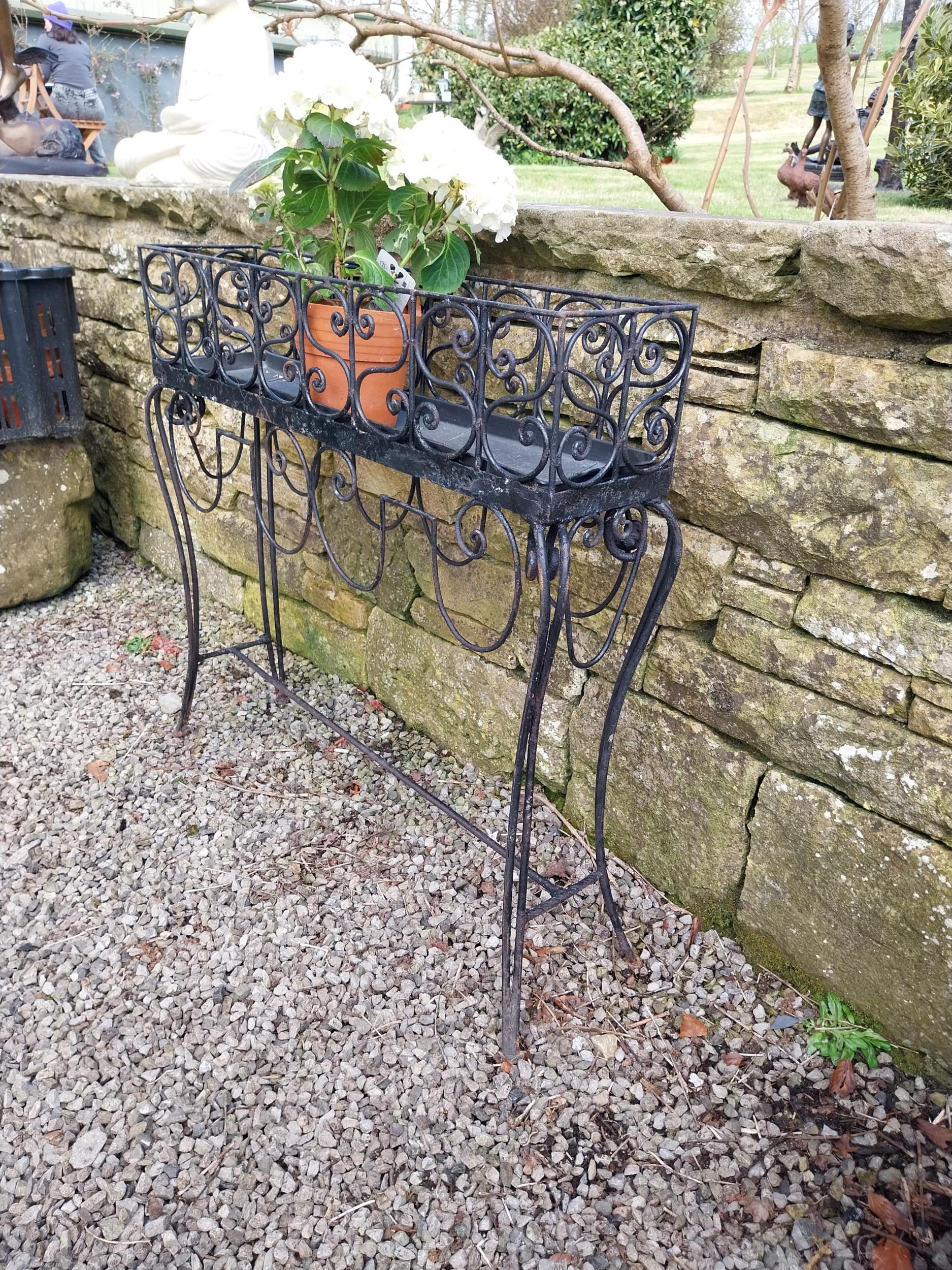 Decorative wrought iron plant stand {86 cm H x 86 cm W x 20 cm D}. - Image 5 of 5