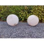 Pair of moulded stone garden spheres {42 cm Dia.}.
