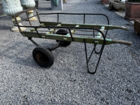 Early 20th C. florists wooden and metal trolley {85cm H x 177cm W x 95cm D}