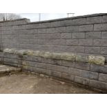 Collection of twelve antique reclaimed Yorkshire stone half-round bullnose wall copings {Total