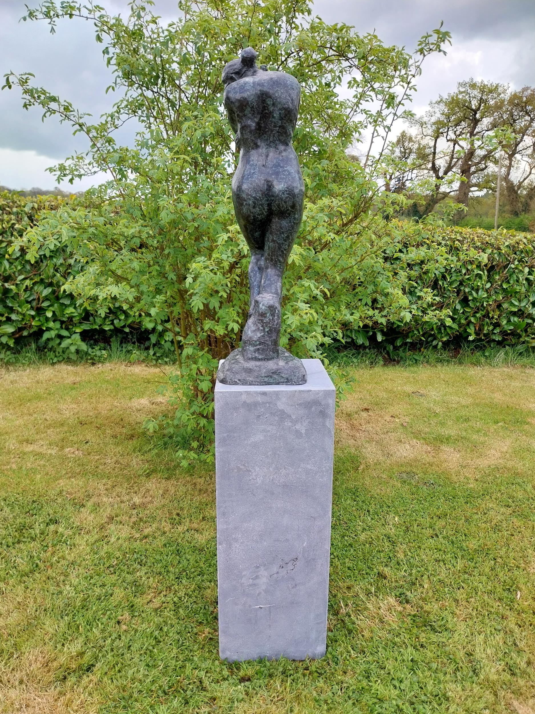 Exceptional quality contemporary bronze sculpture 'The Lonely Embrace' raised on slate plinth { - Image 9 of 10