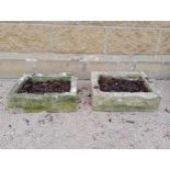 Pair of stone troughs {H 14cm x W 45cm x D 36cm }. (NOT AVAILABLE TO VIEW IN PERSON)