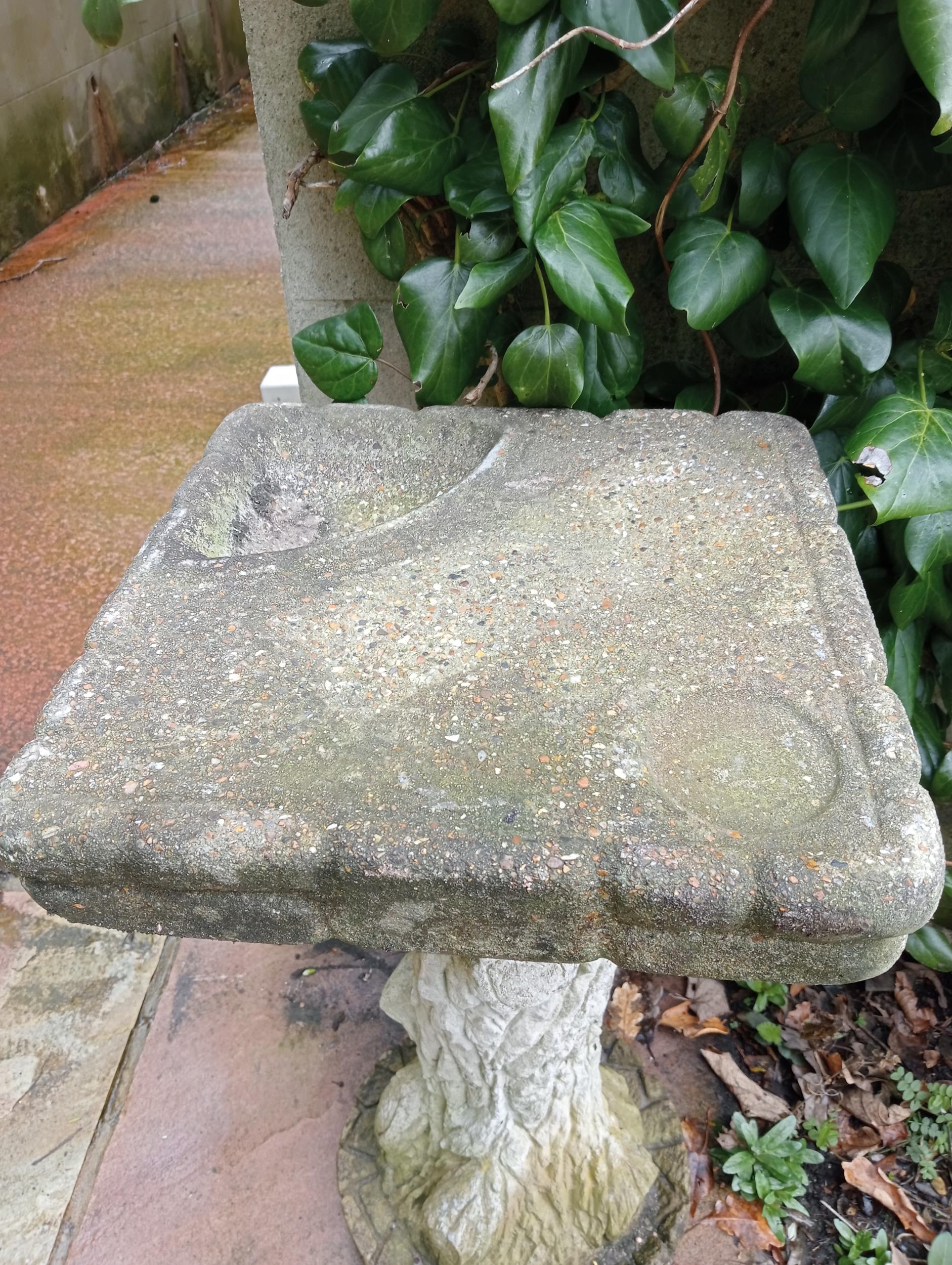 Composition stone tree trunk square bird bath {H 68cm x W37cm x D 37cm }. (NOT AVAILABLE TO VIEW - Image 2 of 3