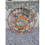 1950s wrought iron wall plaque decorated with copper Bullhead {70 cm Dia.}.