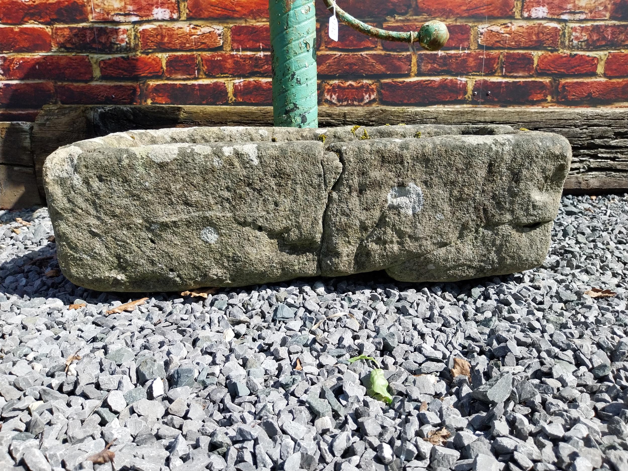 19th C. sandstone rectangular trough {22 cm H x 73 cm W x 40 cm D}. - Image 2 of 4