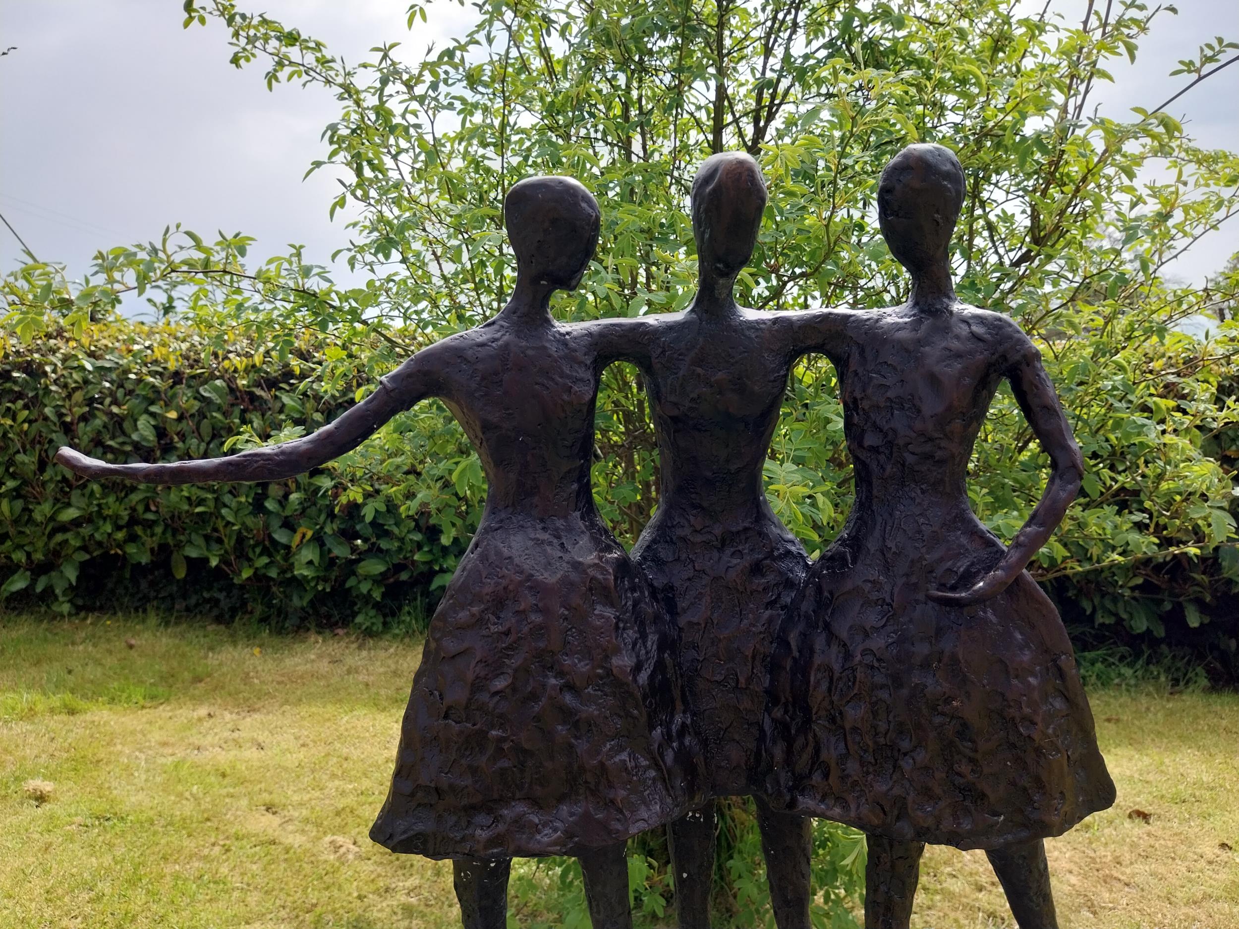 Exceptional quality contemporary bronze sculpture of three embracing Ladies {70 cm H x 62 cm W x - Image 4 of 9